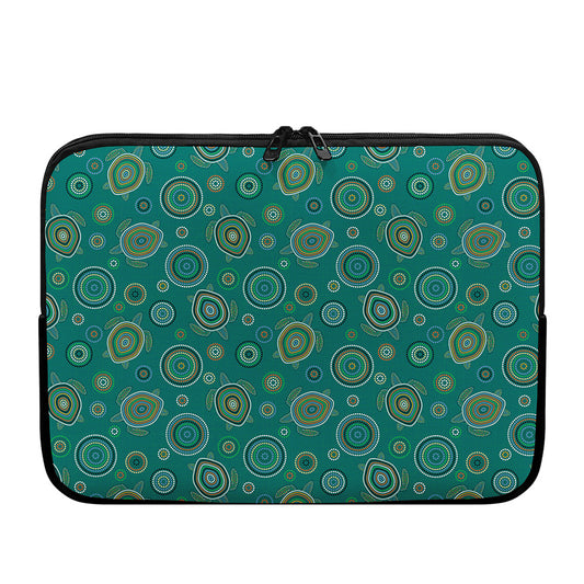 Aboriginal Sea Turtle Pattern Print Laptop Sleeve