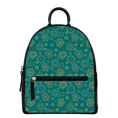 Aboriginal Sea Turtle Pattern Print Leather Backpack