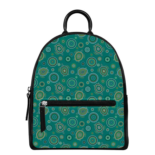 Aboriginal Sea Turtle Pattern Print Leather Backpack
