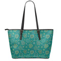 Aboriginal Sea Turtle Pattern Print Leather Tote Bag With Zipper