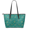 Aboriginal Sea Turtle Pattern Print Leather Tote Bag