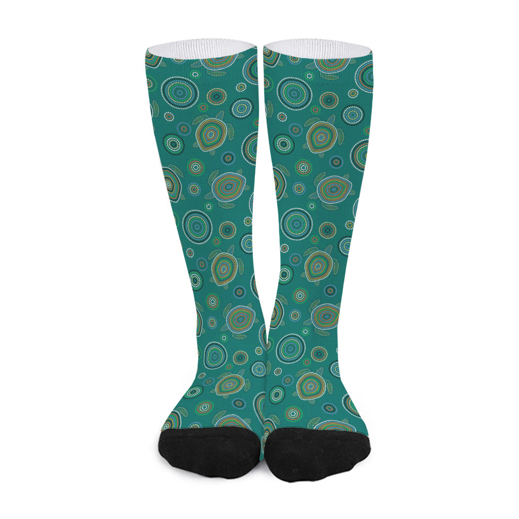 Aboriginal Sea Turtle Pattern Print Long Socks