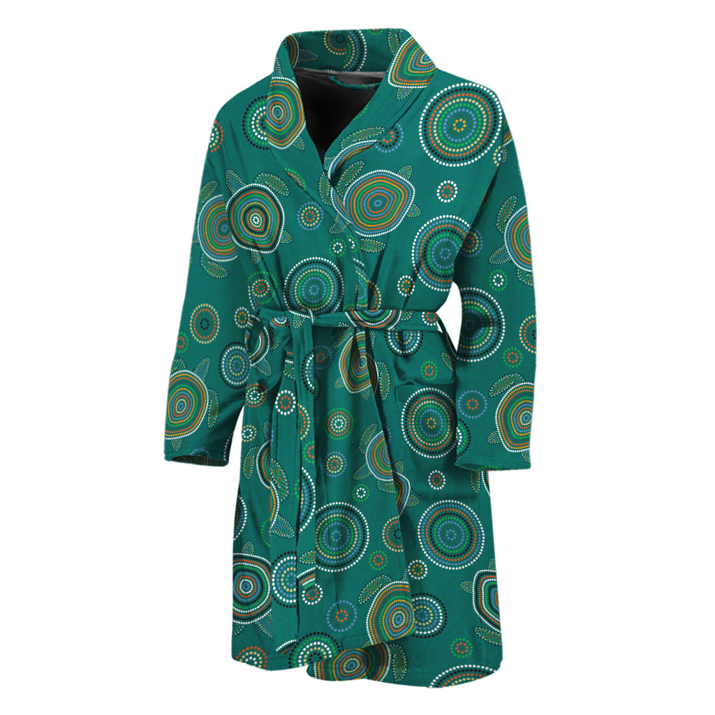 Aboriginal Sea Turtle Pattern Print Men's Bathrobe