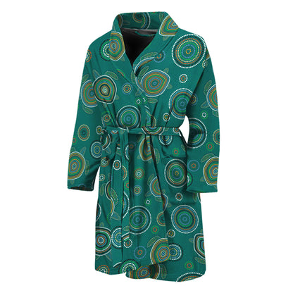 Aboriginal Sea Turtle Pattern Print Men's Bathrobe