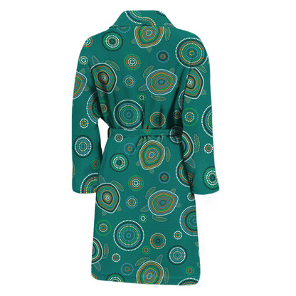 Aboriginal Sea Turtle Pattern Print Men's Bathrobe