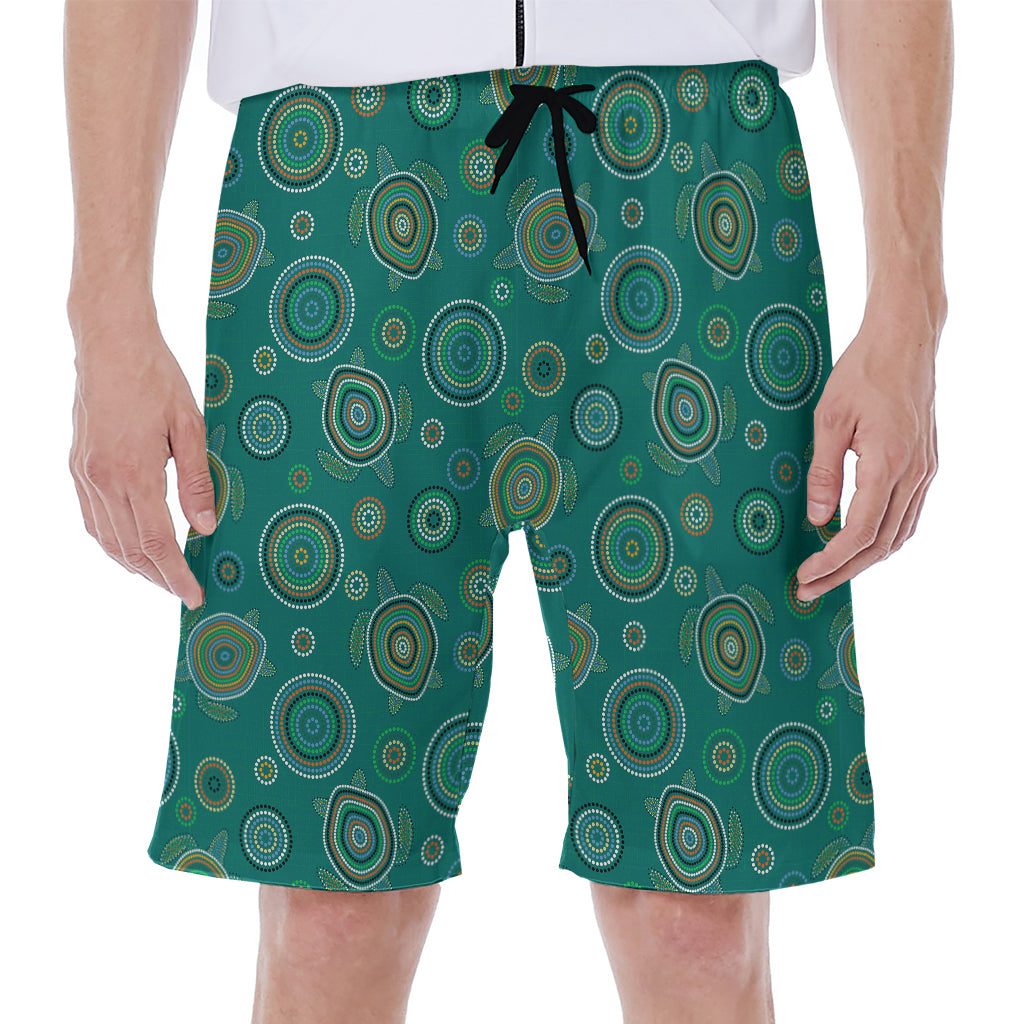 Aboriginal Sea Turtle Pattern Print Men's Beach Shorts