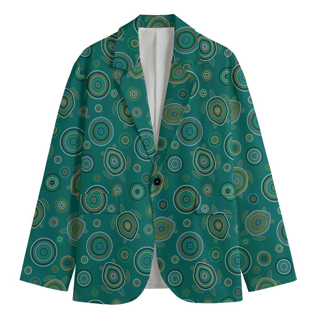 Aboriginal Sea Turtle Pattern Print Men's Blazer