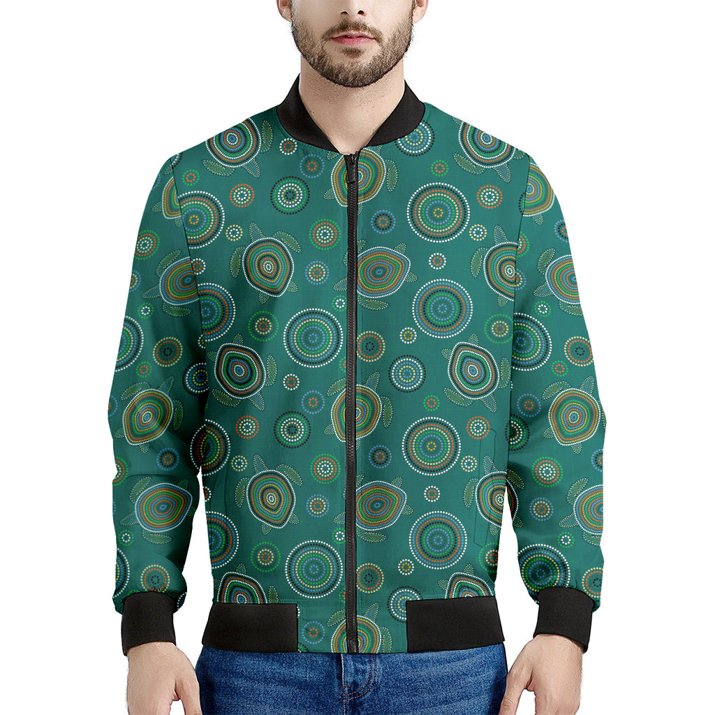 Aboriginal Sea Turtle Pattern Print Men's Bomber Jacket
