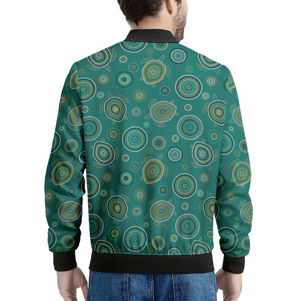 Aboriginal Sea Turtle Pattern Print Men's Bomber Jacket