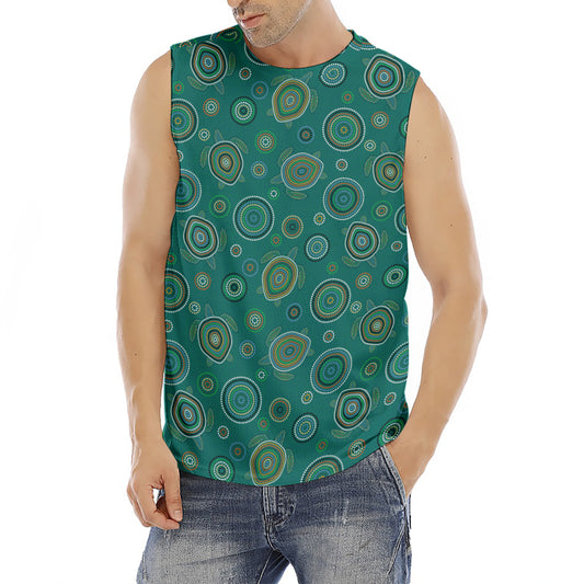 Aboriginal Sea Turtle Pattern Print Men's Fitness Tank Top
