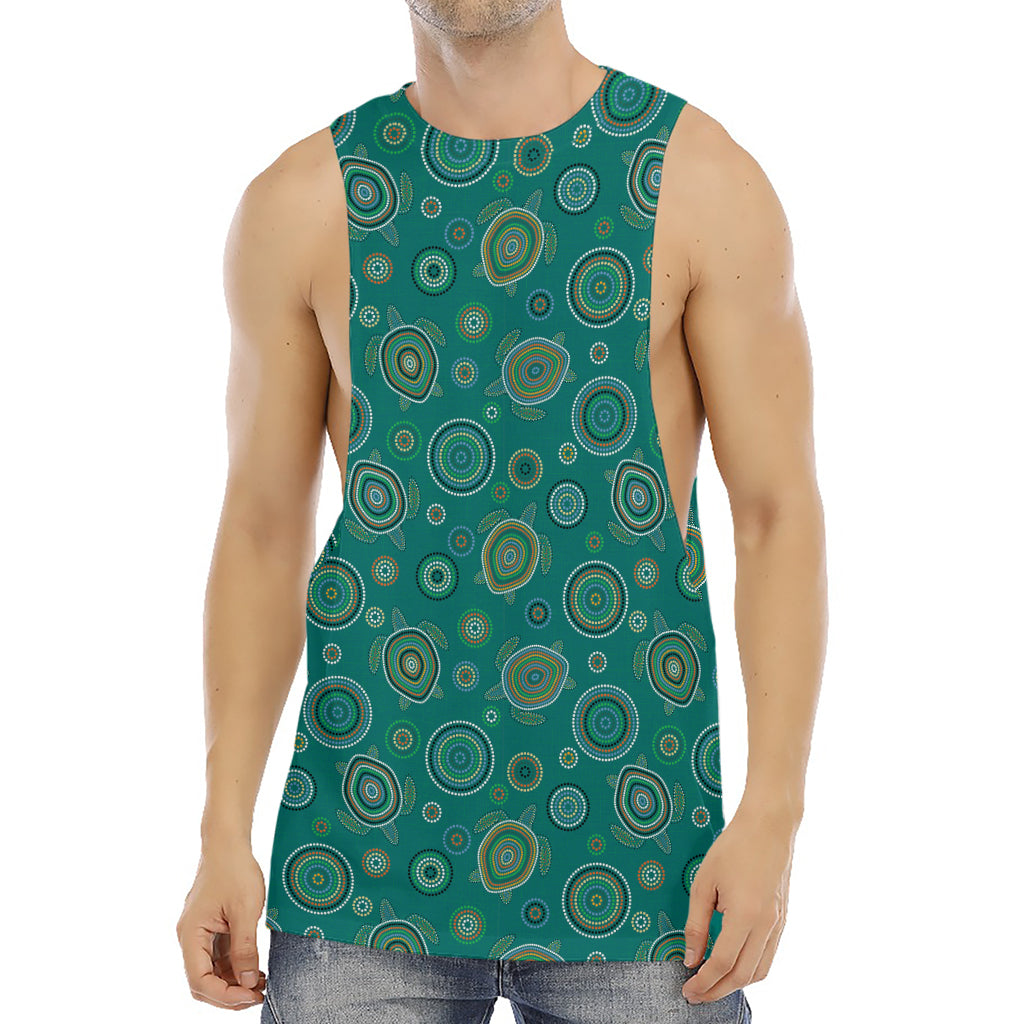 Aboriginal Sea Turtle Pattern Print Men's Muscle Tank Top