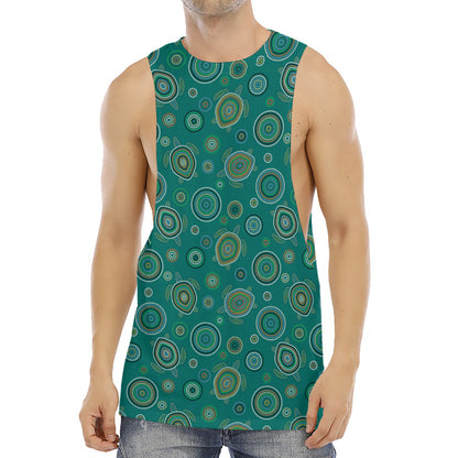Aboriginal Sea Turtle Pattern Print Men's Muscle Tank Top