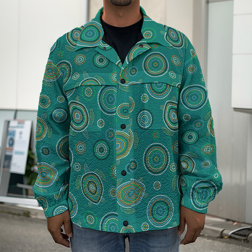 Aboriginal Sea Turtle Pattern Print Men's Shirt Jacket