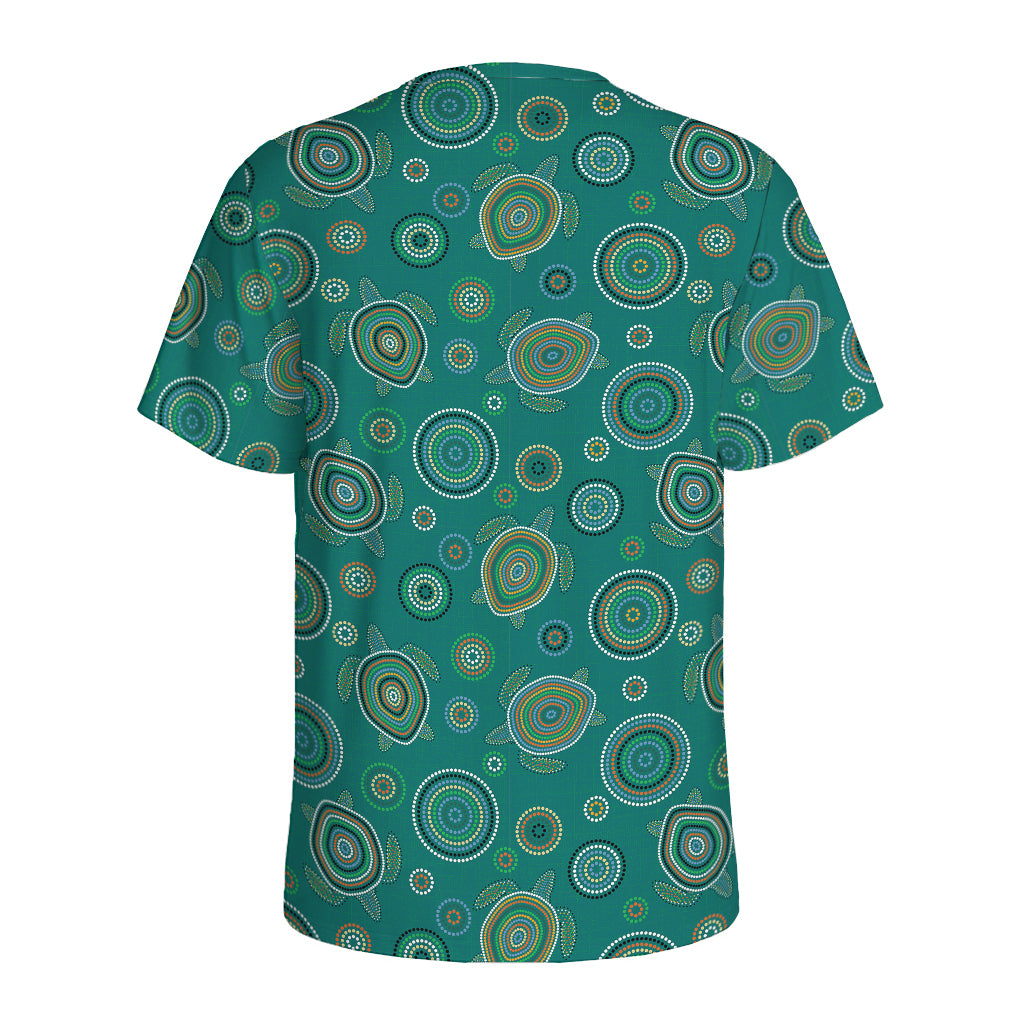 Aboriginal Sea Turtle Pattern Print Men's Sports T-Shirt