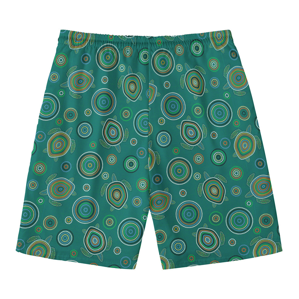 Aboriginal Sea Turtle Pattern Print Men's Swim Trunks