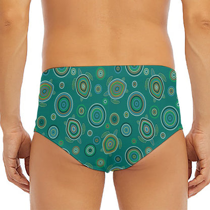 Aboriginal Sea Turtle Pattern Print Men's Triangle Swim Briefs