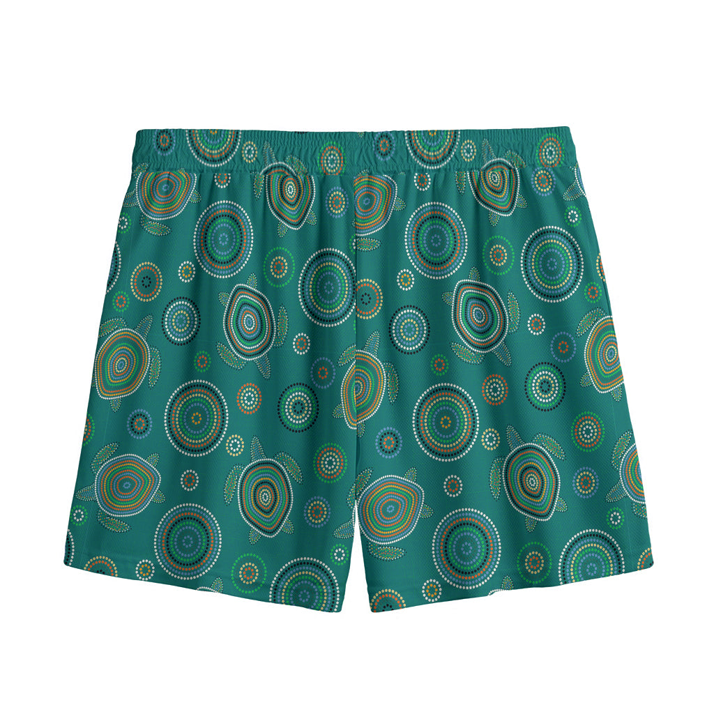 Aboriginal Sea Turtle Pattern Print Mesh Shorts