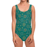 Aboriginal Sea Turtle Pattern Print One Piece Swimsuit