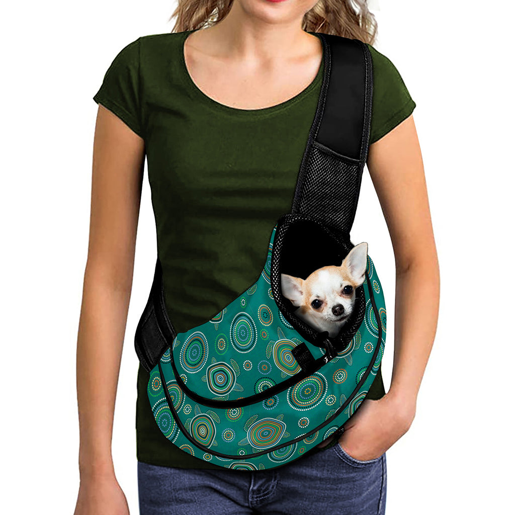 Aboriginal Sea Turtle Pattern Print Pet Sling Carrier