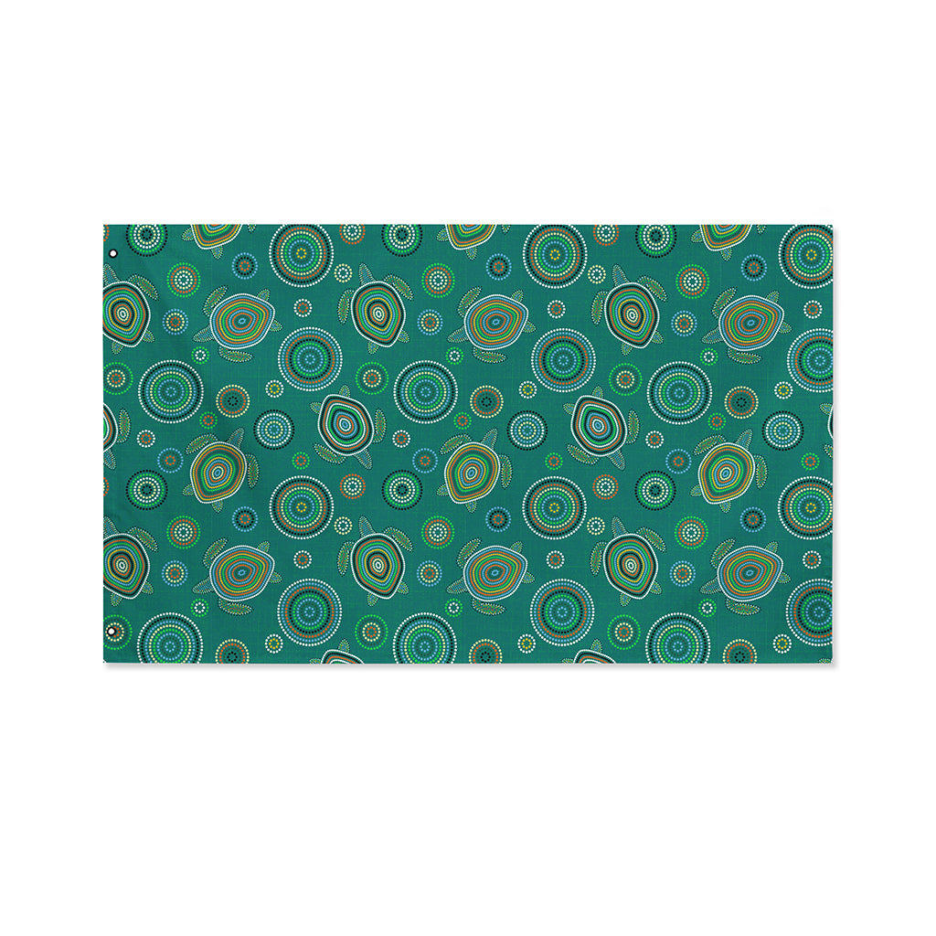 Aboriginal Sea Turtle Pattern Print Polyester Flag