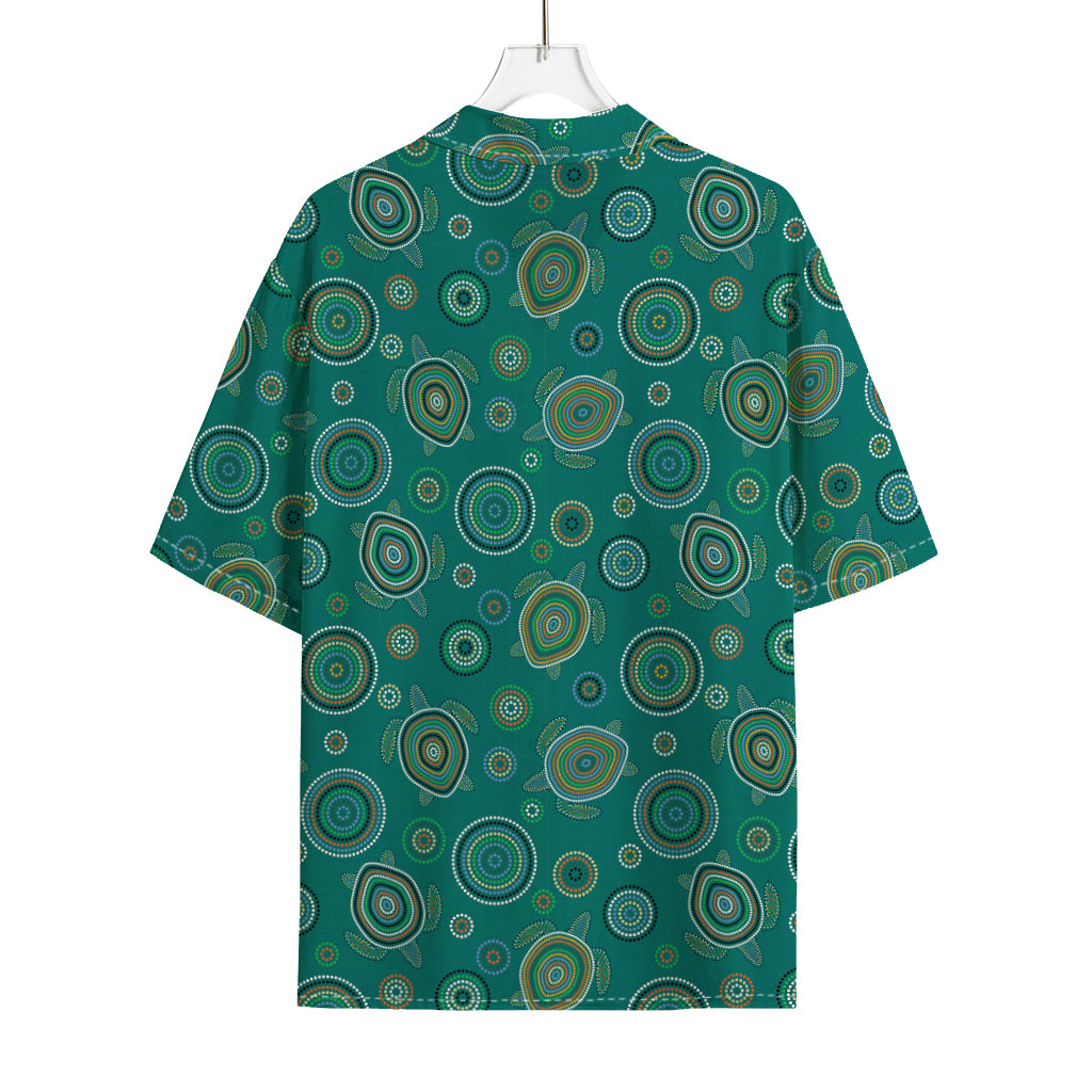 Aboriginal Sea Turtle Pattern Print Rayon Hawaiian Shirt