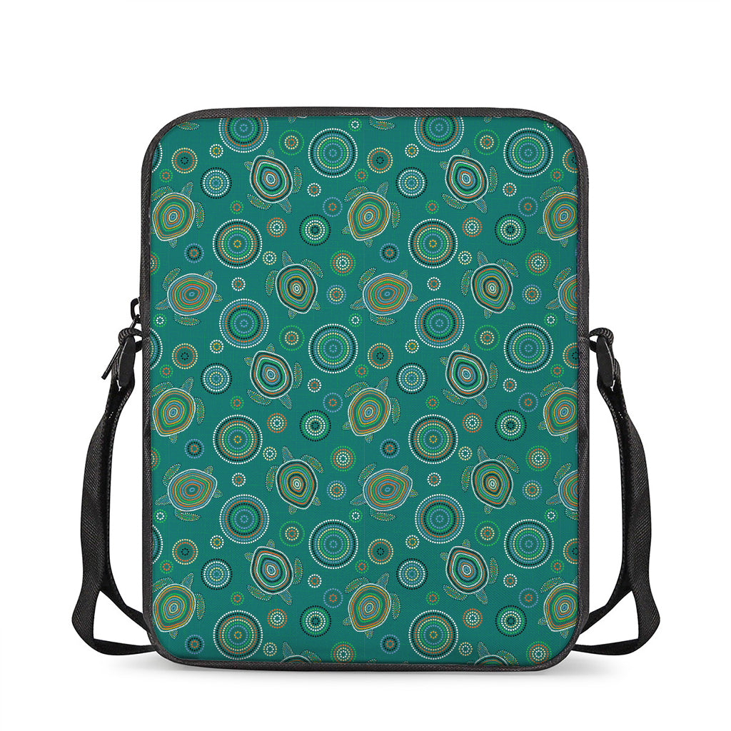 Aboriginal Sea Turtle Pattern Print Rectangular Crossbody Bag