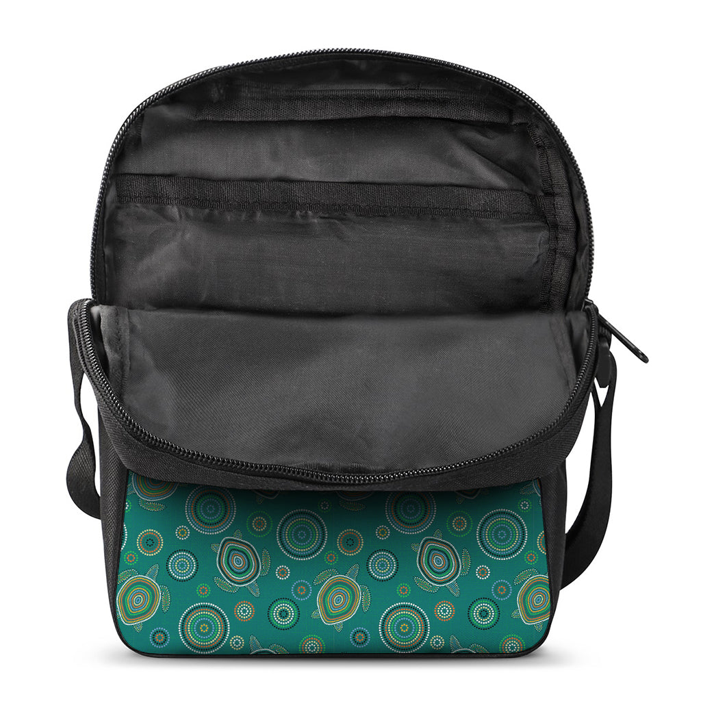 Aboriginal Sea Turtle Pattern Print Rectangular Crossbody Bag