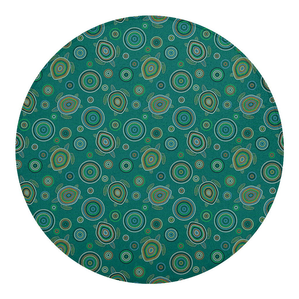 Aboriginal Sea Turtle Pattern Print Round Blanket