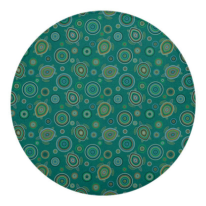 Aboriginal Sea Turtle Pattern Print Round Blanket