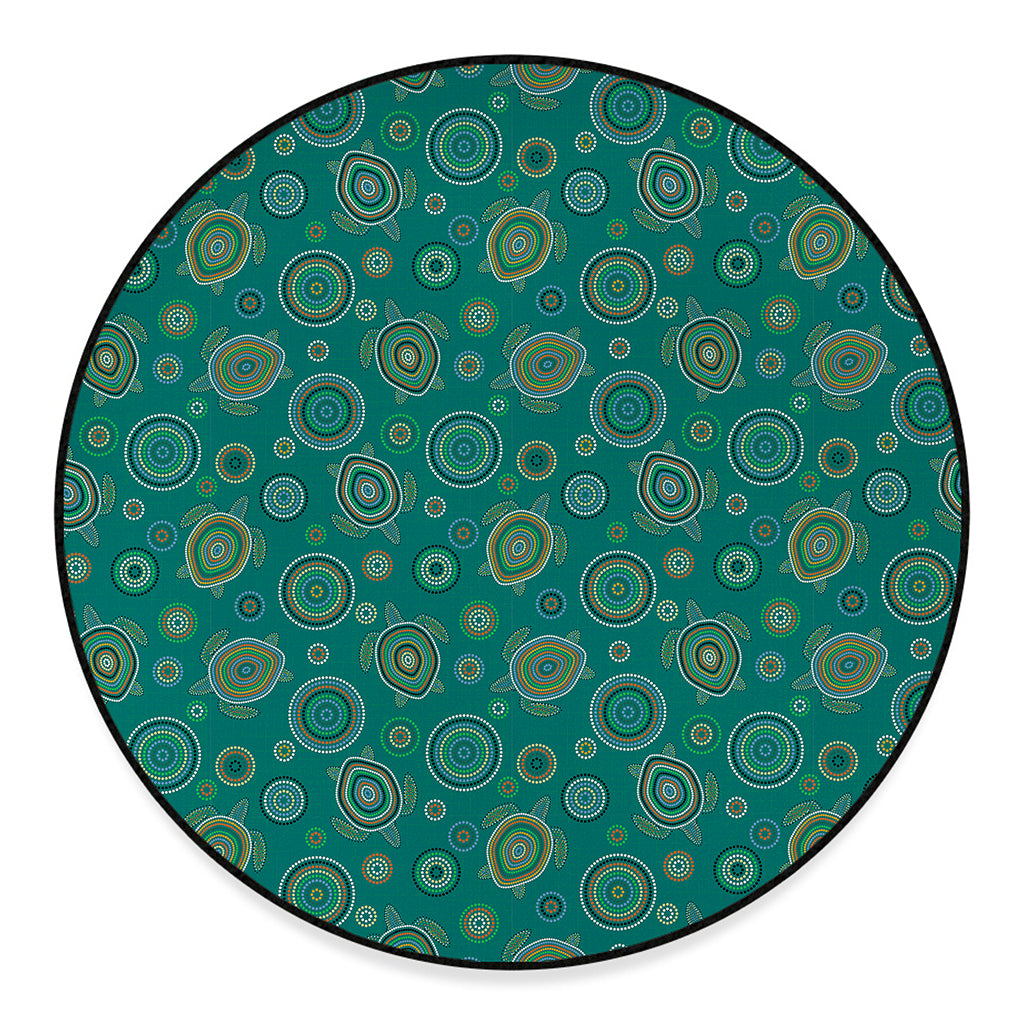 Aboriginal Sea Turtle Pattern Print Round Floor Mat
