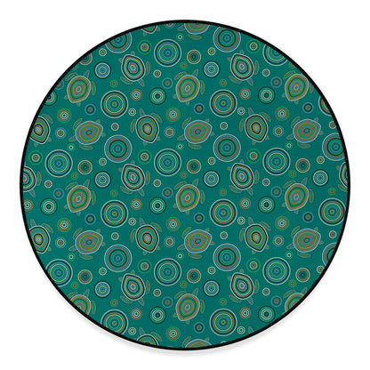 Aboriginal Sea Turtle Pattern Print Round Floor Mat