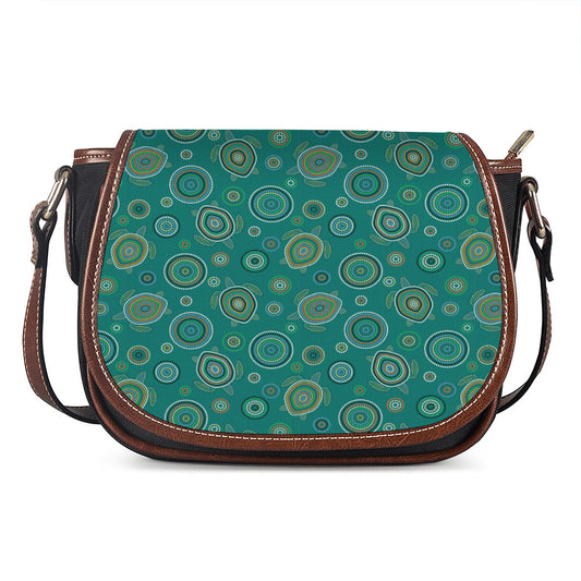 Aboriginal Sea Turtle Pattern Print Saddle Bag