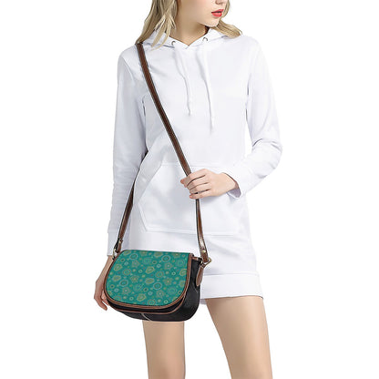 Aboriginal Sea Turtle Pattern Print Saddle Bag
