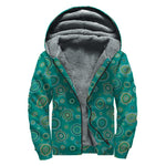 Aboriginal Sea Turtle Pattern Print Sherpa Lined Zip Up Hoodie