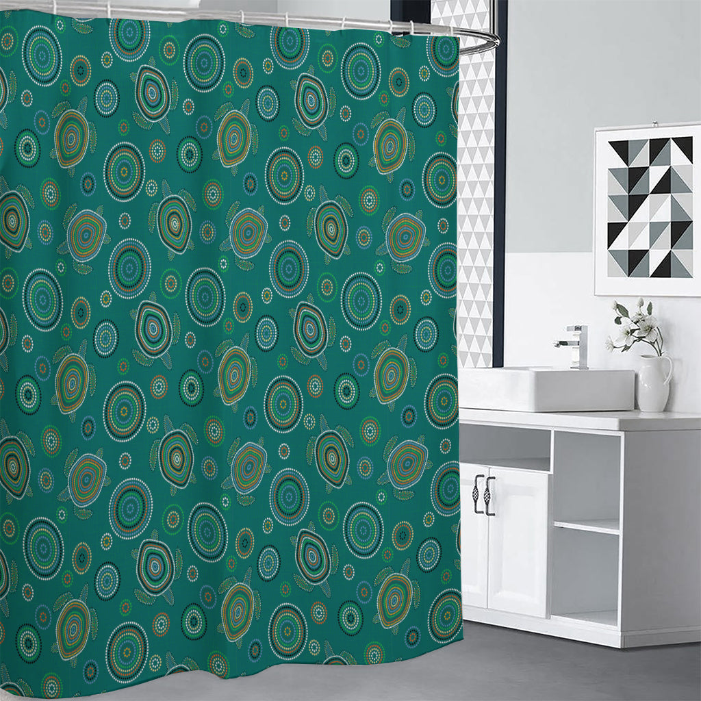 Aboriginal Sea Turtle Pattern Print Shower Curtain