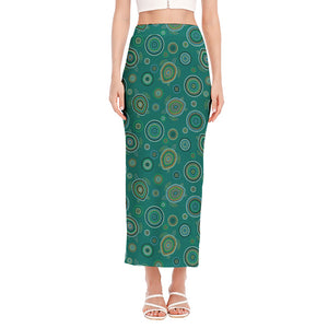 Aboriginal Sea Turtle Pattern Print Side Slit Maxi Skirt