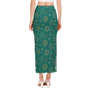 Aboriginal Sea Turtle Pattern Print Side Slit Maxi Skirt