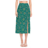 Aboriginal Sea Turtle Pattern Print Side Slit Midi Skirt