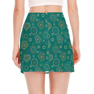 Aboriginal Sea Turtle Pattern Print Side Slit Mini Skirt