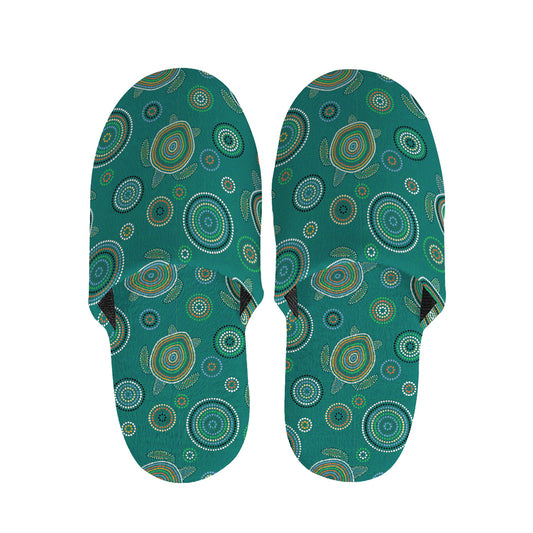 Aboriginal Sea Turtle Pattern Print Slippers