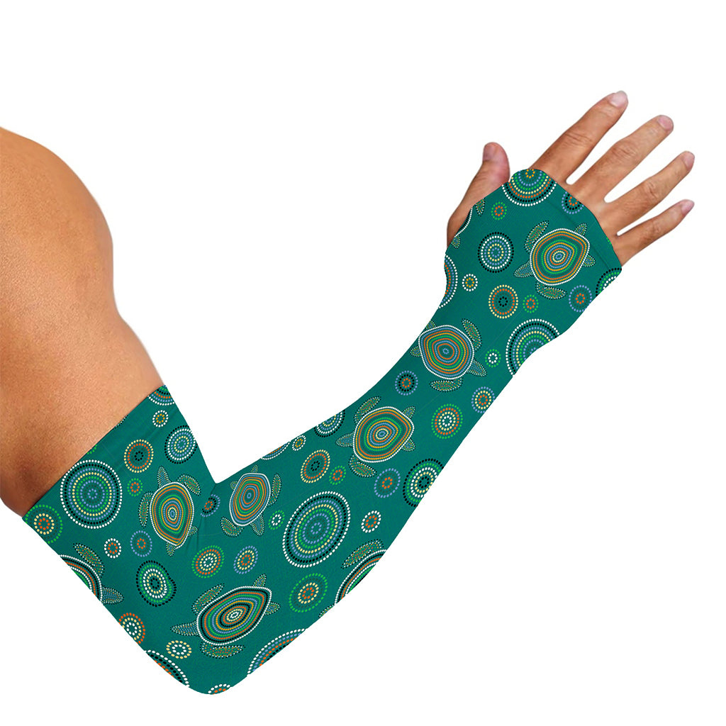 Aboriginal Sea Turtle Pattern Print Sun Protection Arm Sleeves