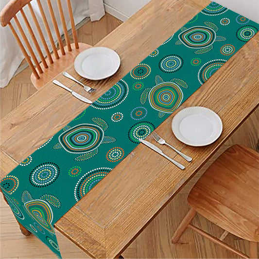 Aboriginal Sea Turtle Pattern Print Table Runner