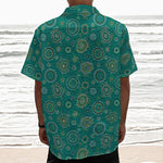 Aboriginal Sea Turtle Pattern Print Textured Short Sleeve Shirt