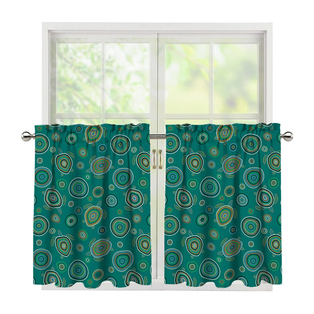 Aboriginal Sea Turtle Pattern Print Tier Curtains