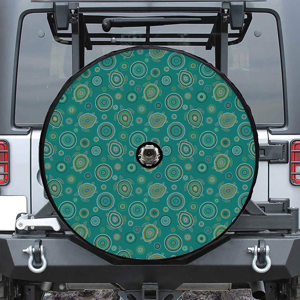 Aboriginal Sea Turtle Pattern Print Tire Cover With Camera Hole