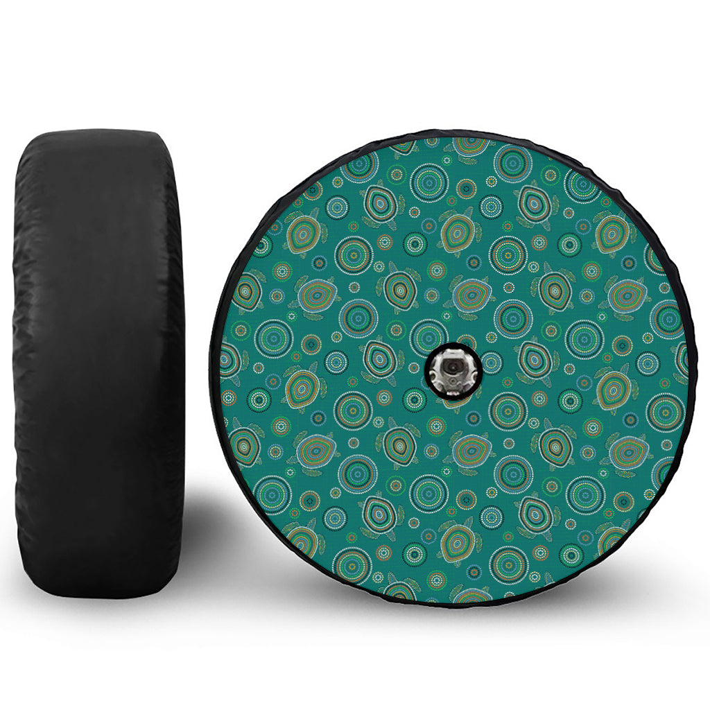 Aboriginal Sea Turtle Pattern Print Tire Cover With Camera Hole