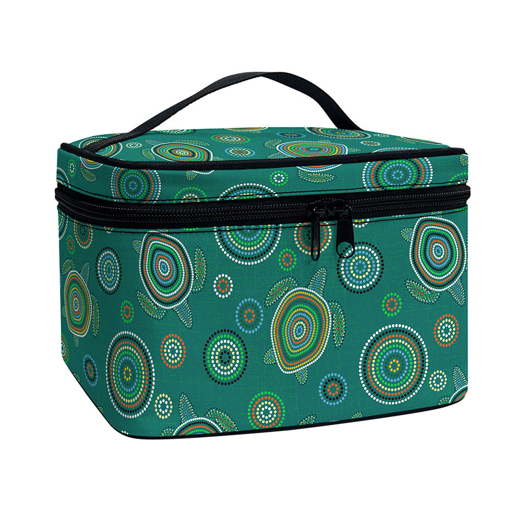 Aboriginal Sea Turtle Pattern Print Travel Makeup Bag