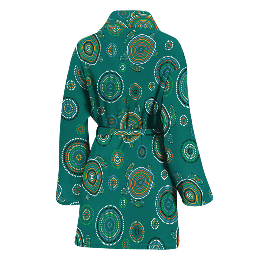 Aboriginal Sea Turtle Pattern Print Women's Bathrobe
