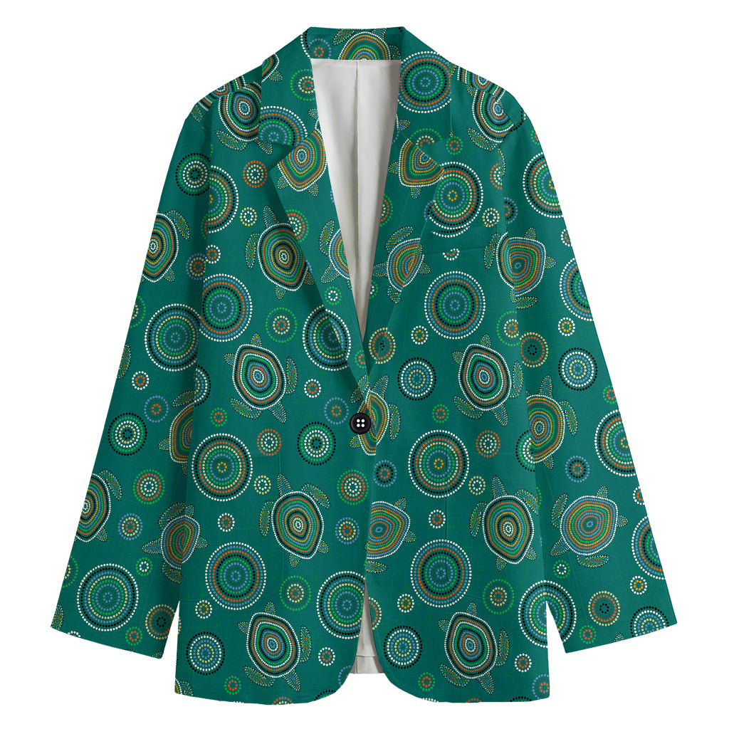 Aboriginal Sea Turtle Pattern Print Women's Blazer