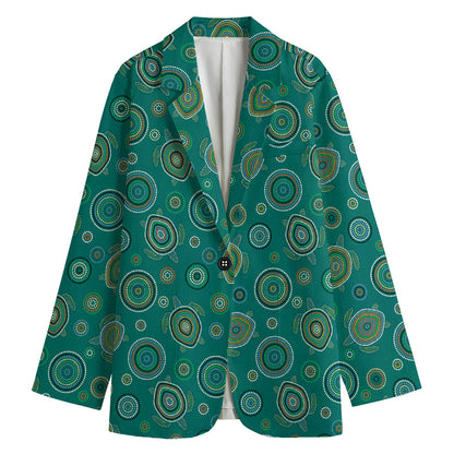 Aboriginal Sea Turtle Pattern Print Women's Blazer